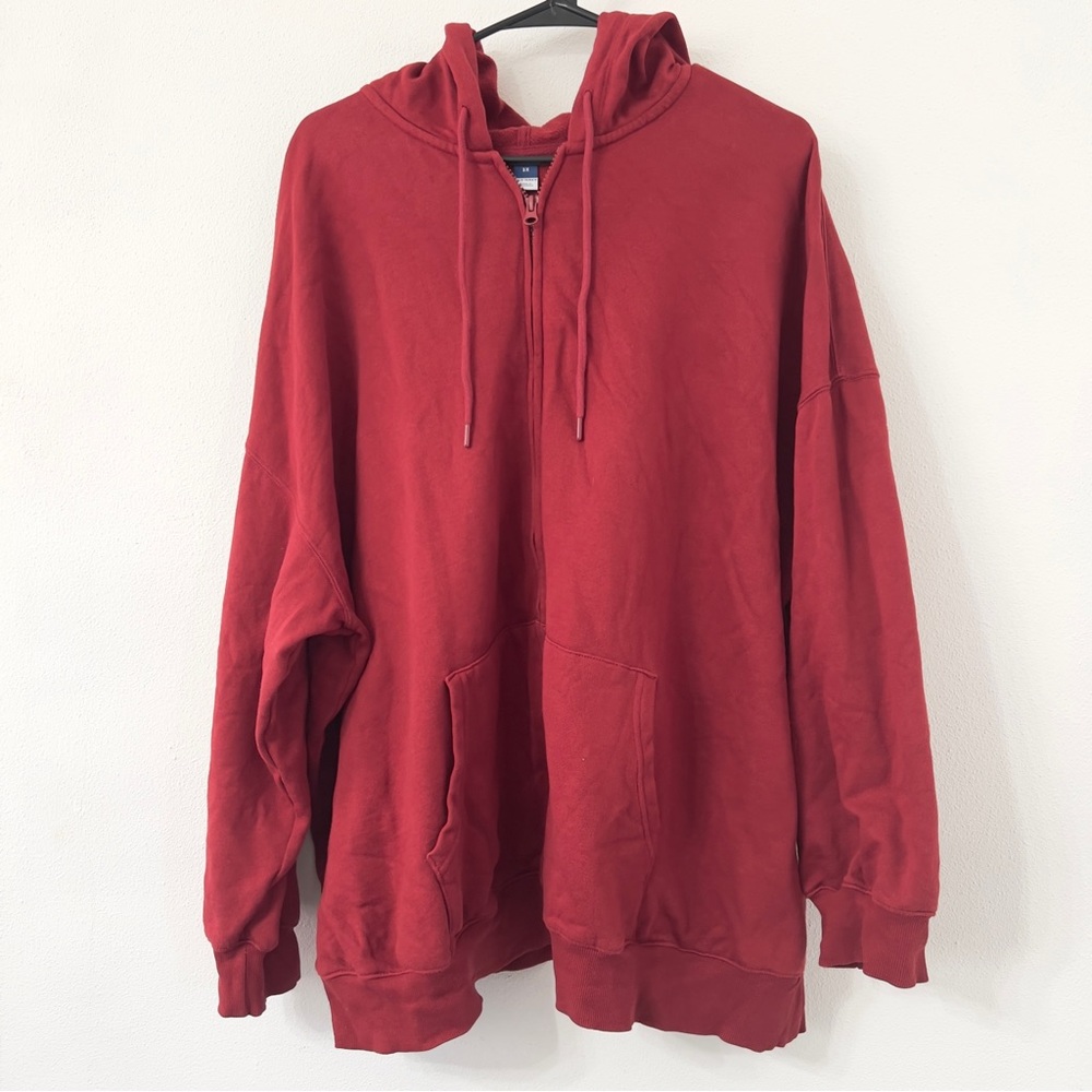 Old Navy Oversized Zip Hoodie 3X Red Full Zip Sweatshirt Plus Size